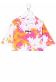 MSGM Kids logo tie-dye T-shirt - Bianco