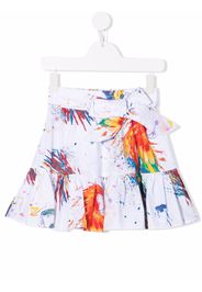 MSGM Kids ruffled paint-splatter skirt - Bianco