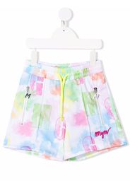 MSGM Kids logo-print drawstring-waist track shorts - Bianco