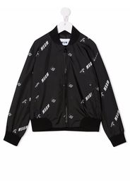 MSGM Kids logo-print bomber jacket - Nero