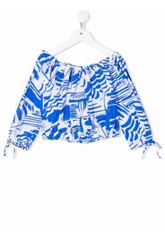 MSGM Kids graphic-print long-sleeve top - Blu