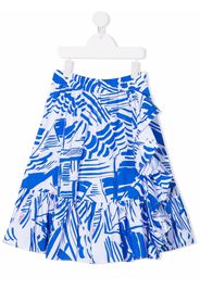 MSGM Kids abstract-print midi skirt - Blu