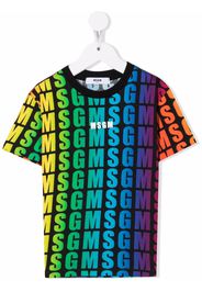 MSGM Kids all-over logo print T-shirt - Blu