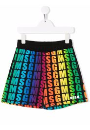 MSGM Kids rainbow logo-print shorts - Nero