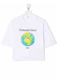 MSGM Kids TEEN graphic-print cotton T-Shirt - Bianco