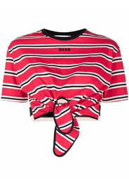 MSGM striped tie-waist T-shirt - Rosso