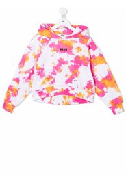MSGM Kids cotton tie-dye print hoodie - Bianco