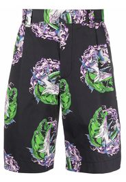 MSGM Shorts dritti con stampa - Nero