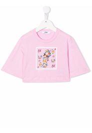 MSGM Kids floral-print cotton T-Shirt - Rosa