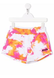 MSGM Kids logo-print tie-dye shorts - Bianco