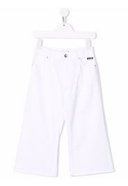 MSGM Kids logo-print wide-leg jeans - Bianco