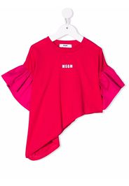 MSGM Kids asymmetric ruffle-trimmed T-shirt - Rosa