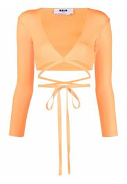 MSGM wrap knitted crop top - Arancione