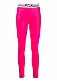 MSGM shiny logo-waist leggings - Rosa