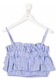 MSGM Kids striped ruffle blouse - Blu