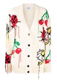 MSGM fringed intarsia cardigan - Toni neutri