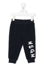 MSGM Kids logo-print cotton track pants - Blu