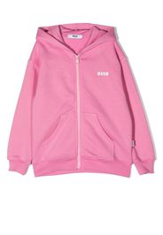 MSGM Kids logo-print zipped hoodie - Rosa
