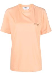MSGM logo-embroidered cotton T-shirt - Arancione