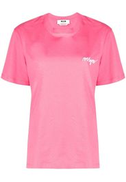 MSGM logo-embroidered short-sleeve T-shirt - Rosa