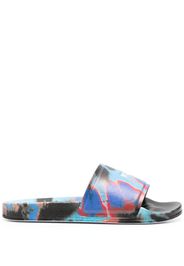MSGM tie-dye logo-print sliders - Blu