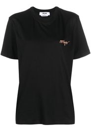 MSGM logo-embroidered cotton T-shirt - Nero