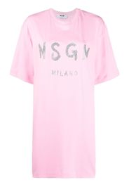 MSGM logo-print cotton T-shirt dress - Rosa