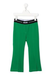 MSGM Kids logo-waistband flared trousers - Verde