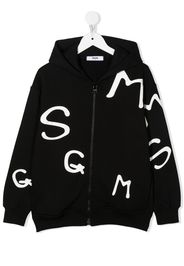MSGM Kids all-over logo-print hoodie - Nero