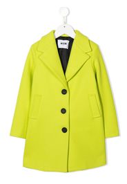 MSGM Kids logo-patch single-breasted coat - Verde