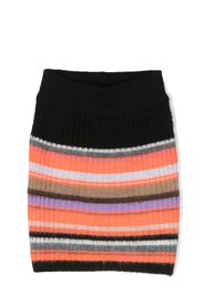 MSGM Kids ribbed-knit striped straight skirt - Arancione