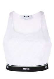 MSGM logo-strap lace racerback bra - Bianco