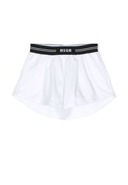 MSGM Kids logo-print pleated shorts - Bianco