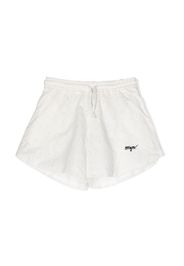 MSGM Kids logo-embroidered broderie anglaise shorts - Bianco