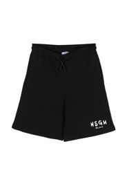 MSGM Kids logo-print cotton shorts - Nero