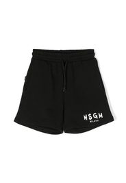 MSGM Kids logo-print track shorts - Nero