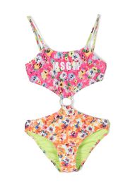 MSGM Kids floral logo-print trikini - Rosa