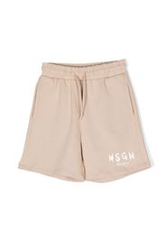 MSGM Kids logo-print cotton shorts - Toni neutri