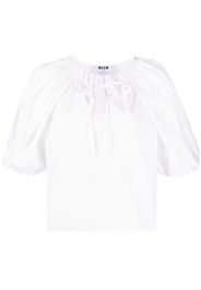 MSGM ruched puff-sleeve blouse - Bianco