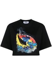 MSGM T-shirt crop con stampa - Nero