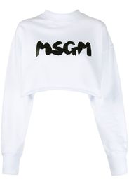 MSGM logo-print cropped sweatshirt - Bianco