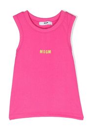 MSGM Kids ribbed logo-embroidered sleeveless top - Rosa