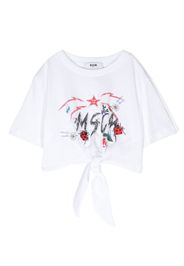 MSGM Kids graphic logo-print T-shirt - Bianco