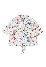 MSGM Kids graphic-print cropped blouse - Bianco