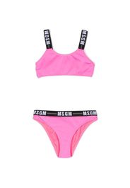 MSGM Kids logo-print strap bikini set - Rosa