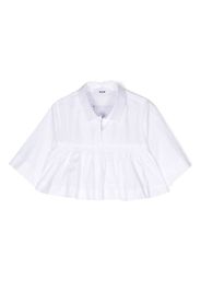 MSGM Kids ruffled-trim cotton shirt - Bianco