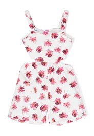 MSGM Kids floral-print detail playsuit - Bianco