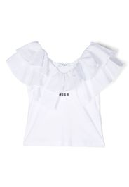 MSGM Kids ruffle-collar cotton T-shirt - Bianco