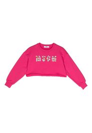 MSGM Kids appliqué-logo cropped sweatshirt - Rosa