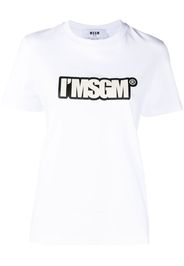 MSGM logo-print cropped T-shirt - Bianco